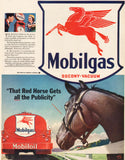 Vintage magazine ad MOBILGAS Jealous Horse 1941 Walter Early art Mobiloil