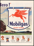 Vintage magazine ad MOBILGAS 1941 Her Hero two page Norman Rockwell artwork