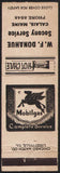 Vintage matchbook cover MOBILGAS Pegasus pictured W F Donahue Socony Calais Maine