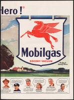 Vintage magazine ad MOBILGAS Mobil 1941 Pegasus pictured 2 page Norman Rockwell art