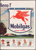 Vintage magazine ad MOBILGAS Mobil 1941 Pegasus pictured 2 page Norman Rockwell art