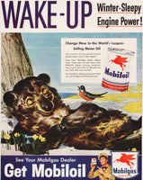 Vintage magazine ad MOBILOIL Mobil from 1948 can and bear pictured Pegasus sign