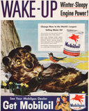 Vintage magazine ad MOBILOIL Mobil from 1948 can and bear pictured Pegasus sign