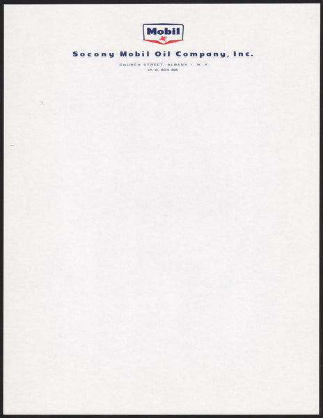 Vintage letterhead MOBIL gas oil Mobil Socony Oil Company Pegasus pictured Albany NY