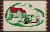 Vintage playing card MODEL DAIRY FARMS Homogenized Milk house and Divco truck