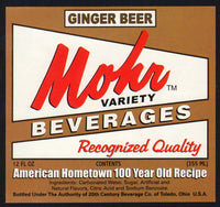 Vintage soda pop bottle label MOHR GINGER BEER Toledo Ohio new old stock n-mint+