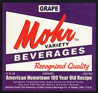 Vintage soda pop bottle label MOHR GRAPE Toledo Ohio unused new old stock n-mint+