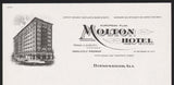 Vintage letterhead MOLTON HOTEL #2 old hotel pictured Birmingham Alabama n-mint+