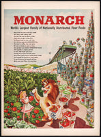 Vintage magazine ad MONARCH Foods 1948 lion and girl picking tomatoes and cans