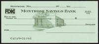Vintage bank check MONTROSE SAVINGS BANK Missouri bank pictured new old stock n-mint+
