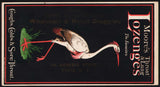 Vintage trade card MOORES LOZENGES crane pictured John Sheehan Druggist Utica NY