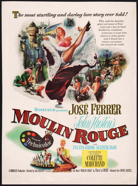 Vintage magazine ad MOULIN ROUGE movie 1953 full color Jose Ferrer Zsa Zsa Gabor