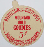 Vintage lid MOUNTAIN GOLD Goodies ice cream 5 cents Walsenburg Creamery Colorado