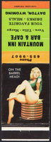 Vintage matchbook cover MOUNTAIN INN BAR and CAFÉ girlie pictured Dayton Wyoming