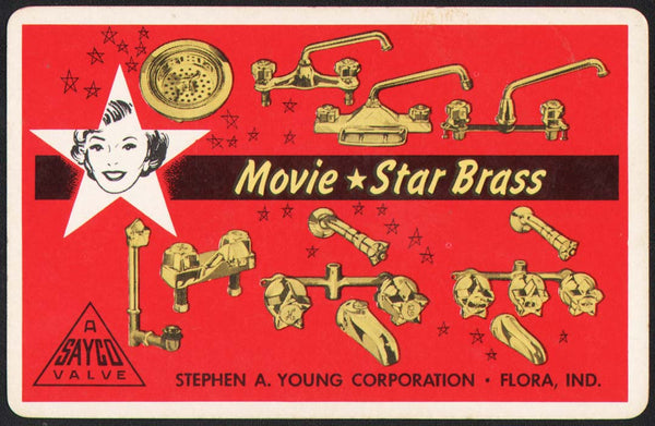 Vintage playing card MOVIE STAR BRASS Sayco Valve Stephen A Young Flora Indiana