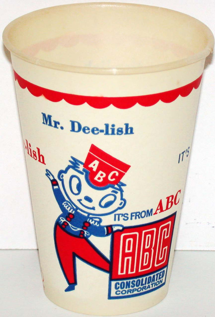 Vintage paper cup MR DEE LISH from ABC Consolidated picturing an usher ...