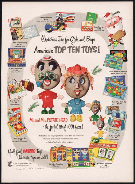 Vintage magazine ad MR and MRS POTATO HEAD 1953 Americas Top Ten Toys pictured