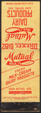 Vintage matchbook cover MUTUAL MILK CO Dairy Products Indianapolis Indiana
