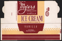 Vintage box MYERS SWEET ROSE ICE CREAM Vanilla pint Bourbon Indiana n-mint condition