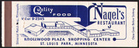 Vintage matchbook cover NAGELS RESTAURANT full length St Louis Park Minnesota