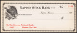 Vintage bank check NAPTON STOCK BANK eagle vignette 1920s Napton Missouri n-mint