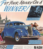 Vintage magazine ad NASH AUTOMOBILE 1937 picturing the Nash Lafayette 400 car