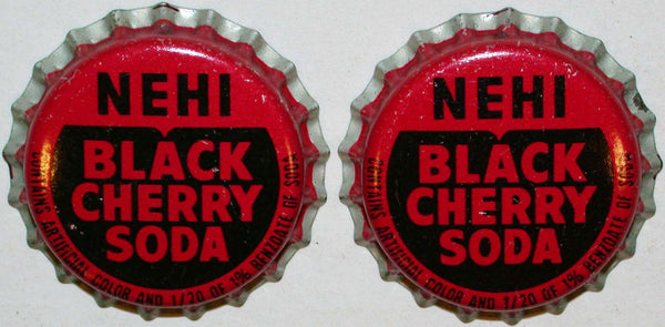 Soda pop bottle caps NEHI BLACK CHERRY Lot of 2 cork lined unused new old stock