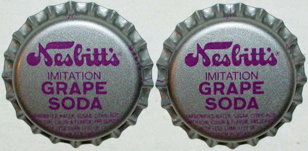 Soda pop bottle caps NESBITTS GRAPE #2 Lot of 2 plastic lined new old stock