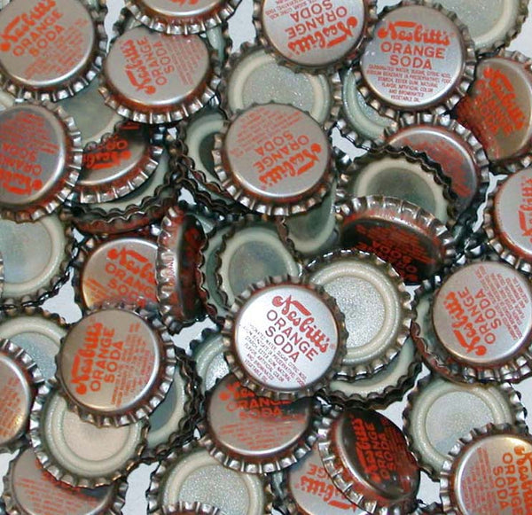 Soda pop bottle caps Lot of 12 NESBITTS ORANGE SODA plastic lined new old stock