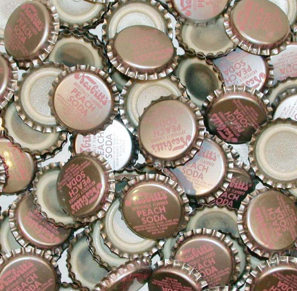 Soda pop bottle caps Lot of 12 NESBITTS PEACH plastic lined unused new old stock