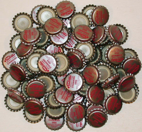 Soda pop bottle caps Lot of 100 NESBITTS STRAWBERRY SODA #1 plastic lined unused