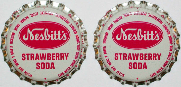 Soda pop bottle caps NESBITTS STRAWBERRY SODA #2 Lot of 2 plastic lined unused
