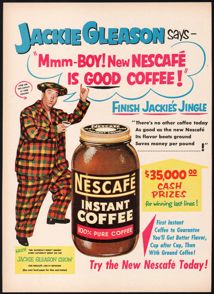 Vintage magazine ad NESCAFE INSTANT COFFEE 1953 Jackie Gleason Mr Saturday Night
