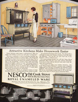 Vintage magazine ad NESCO OIL COOK STOVE from 1925 Royal Enameled Ware pictured