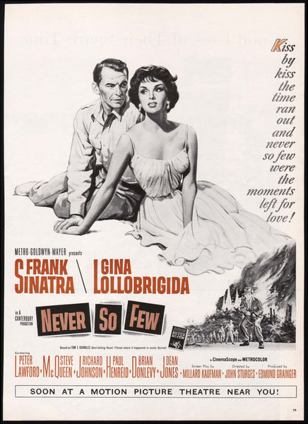 Vintage magazine ad NEVER SO FEW movie 1960 Frank Sinatra and Gina Lollobrigida