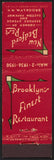 Vintage matchbook cover NEW BEDFORD REST Restaurant from Brooklyn New York