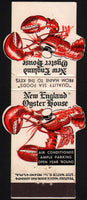 Vintage matchbook cover NEW ENGLAND OYSTER HOUSE die cut lobster Coral Gables FL
