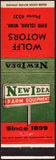 Vintage matchbook cover NEW IDEA FARM EQUIPMENT Wolff Motors Bird Island Minnesota
