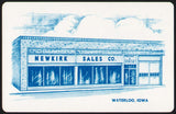 Vintage playing card NEWKIRK SALES CO blue with building pictured Waterloo Iowa