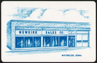 Vintage playing card NEWKIRK SALES CO blue with building pictured Waterloo Iowa