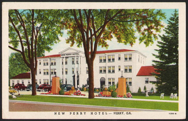 Vintage postcard NEW PERRY HOTEL picturing the old hotel Perry Georgia unused