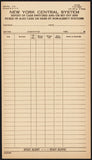 Vintage form NEW YORK CENTRAL SYSTEM railroad Report of Cars Switched n-mint