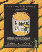 Vintage magazine ad NIBLETS WHOLE KERNEL CORN from 1945 with Green Giant pictured