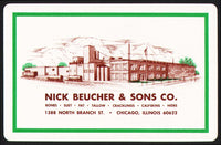 Vintage playing card NICK BEUCHER and SONS rendering plant pictured Chicago Illinois