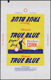 Vintage wrapper NIEMANS TRUE BLUE CORN farm boy pictured Thiensville Wisconsin n-mint