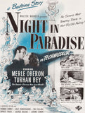 Vintage magazine ad NIGHT IN PARADISE movie from 1945 Merle Oberon Turhan Bey