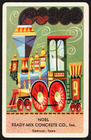 Vintage playing card NOEL READY-MIX CONCRETE CO cartoon train pictured Spencer Iowa