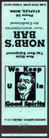 Vintage matchbook cover NORBS BAR We Keep U in Good Spirits Staples Minnesota