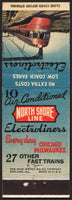 Vintage matchbook cover NORTH SHORE LINE #2 with Electroliner train pictured