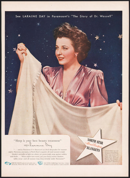 Vintage magazine ad NORTH STAR BLANKETS 1944 Laraine Day The Story of Dr Wassell